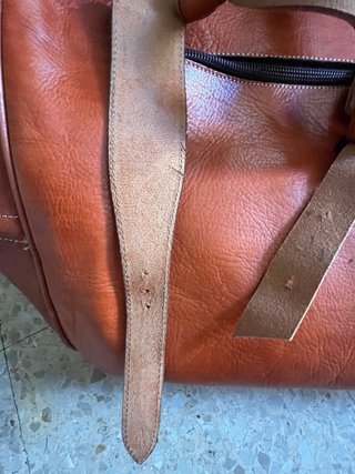 Bolsa de viaje de cuero marrón/naranja