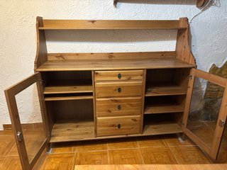 Mueble de salón madera y cristal