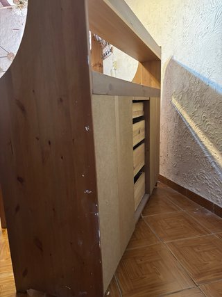 Mueble de salón madera y cristal