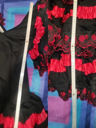 Traje Flamenco Gitana Negro y Rojo