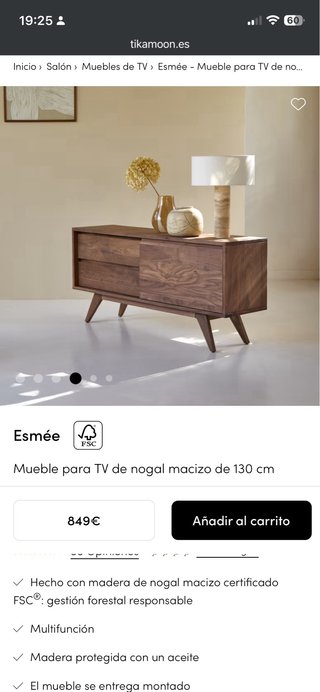 Mueble TV madera maciza nogal