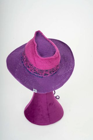 Cappello cowboy cotone fucsia e viola