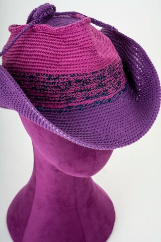 Cappello cowboy cotone fucsia e viola