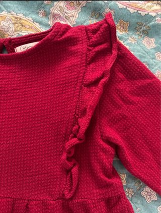 Vestido rojo/burdeos manga larga T6