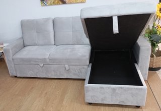 Sofá `Cama PAU ́, Gris Terciopelo, Cómodo. OFERTA!