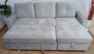 Sofá `Cama PAU ́, Gris Terciopelo, Cómodo. OFERTA!