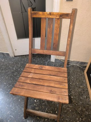 Mesa y 2 Sillas Plegables Madera
