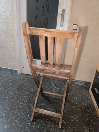 Mesa y 2 Sillas Plegables Madera