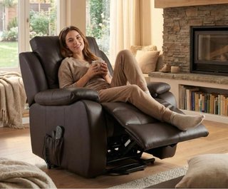 Sillón reclinable piel con masaje lumbar. Nuevo.