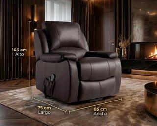 Sillón reclinable piel con masaje lumbar. Nuevo.