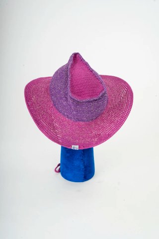 Cappello cowboy viola, fucsia e oro fatto a mano
