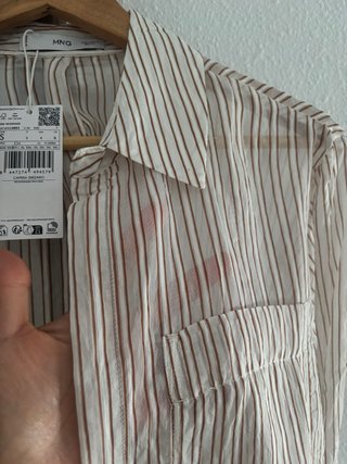 Camisa Mango Rayas Beige y Marrón