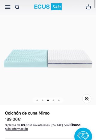Colchón Cuna 70x140 ECUS kids 10cm c/funda Tiramas