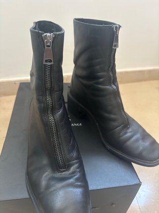 Botines Zara Piel Cremallera Delantera Negro