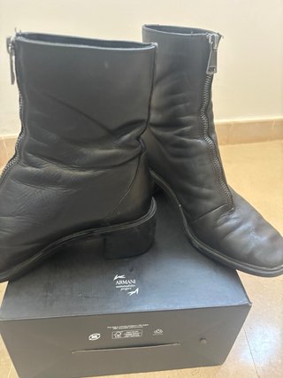 Botines Zara Piel Cremallera Delantera Negro