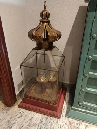 Lámpara de velas de mesa estilo árabe con cristal
