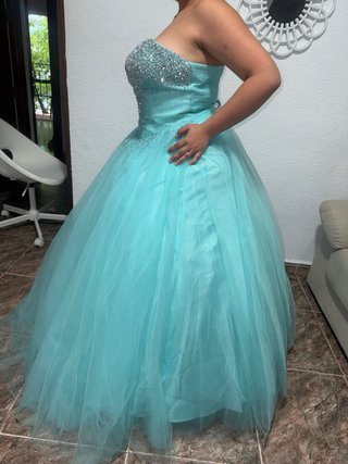 Vestido 15 Años Celeste Talla 44