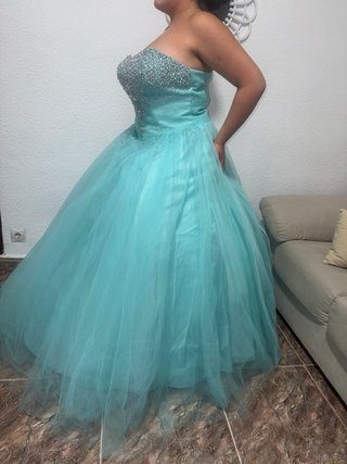 Vestido 15 Años Celeste Talla 44