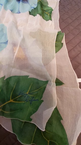 Foulard seta fiori blu e verdi