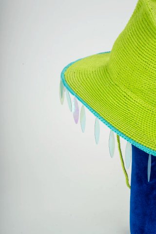 Cappello cowboy gioiello, verde acido paillettes