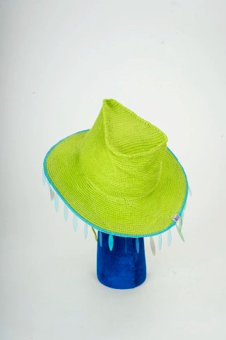 Cappello cowboy gioiello, verde acido paillettes