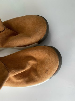 Scarpe effetto scamosciato marrone e bianche n.40
