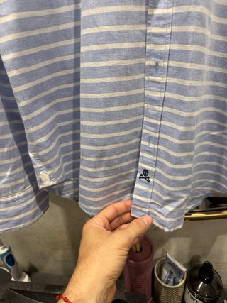 Camisa Scalpers Rayas Azul y Blanco Lino