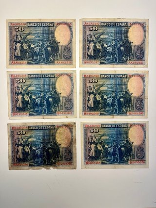 Lote 15 Billetes Antiguos Pesetas (1925-1928)