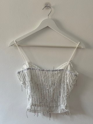 Top lentejuelas blanco