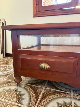 Mesa centro madera con tapa cristal