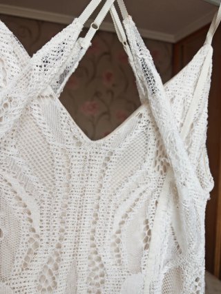 Vestido crochet blanco tirantes Zara Talla S