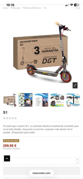 Patinete Eléctrico Mascooter