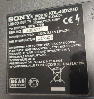 TV Sony Bravia 40 Negra/Gris