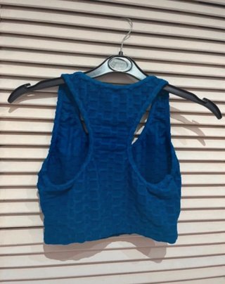 Crop top fruncido azul oscuro tirantes Talla S M