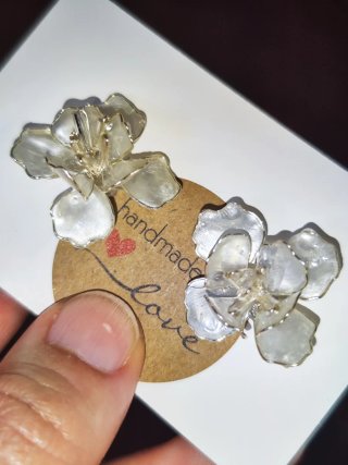 Pendientes Novia Flores Plata y Blanco