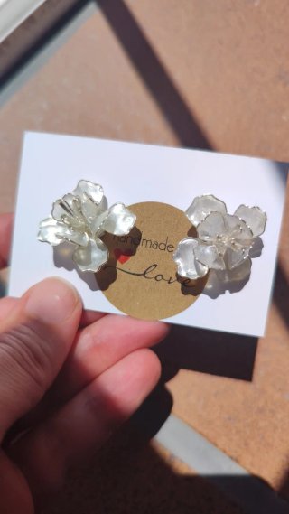 Pendientes Novia Flores Plata y Blanco