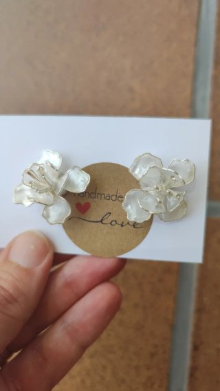 Pendientes Novia Flores Plata y Blanco