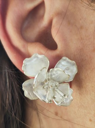 Pendientes Novia Flores Plata y Blanco