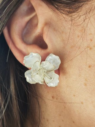 Pendientes Novia Flores Plata y Blanco