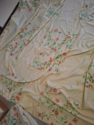 2 Cortinas Algodón 240cm Flores Beige/Rosa