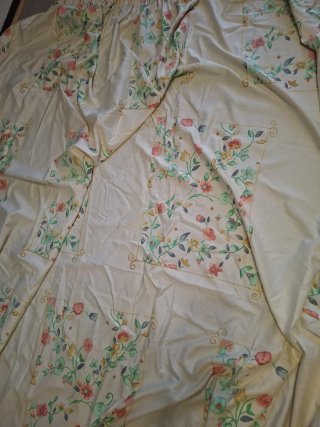 2 Cortinas Algodón 240cm Flores Beige/Rosa