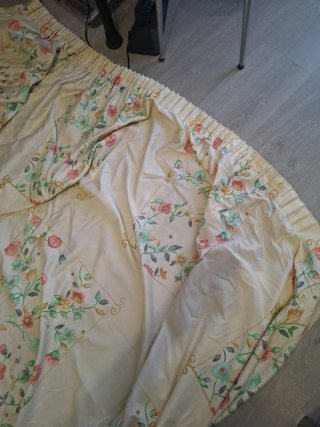 2 Cortinas Algodón 240cm Flores Beige/Rosa