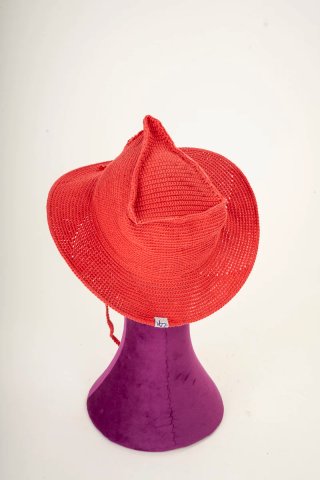 Cappello cowboy, rosso corallo con cristalli