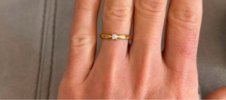 Anello in Oro Giallo e Bianco 18k con Diamante