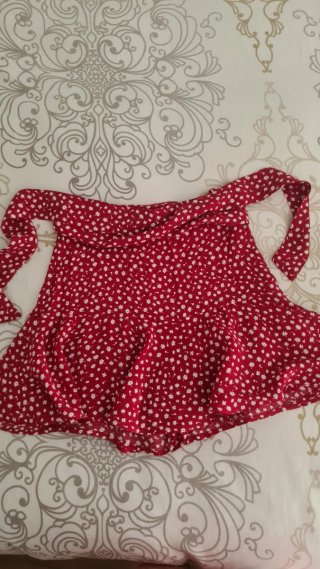 Falda pantalón roja flores XS
