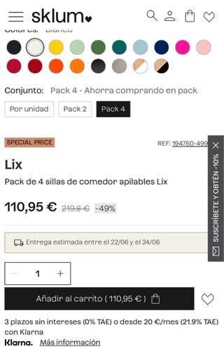 Pack 5 Sillas Metálicas Blancas Apilables