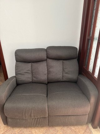 Sofá reclinable 2 plazas tela gris