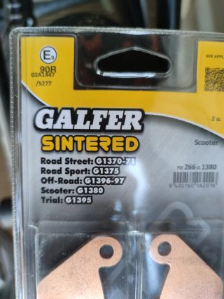 Pastillas Freno Galfer Sinterizadas G1380 FD266