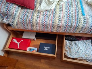 Cama individual madera 90cm con 2 cajones