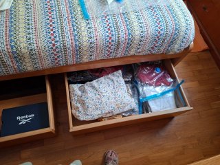 Cama individual madera 90cm con 2 cajones